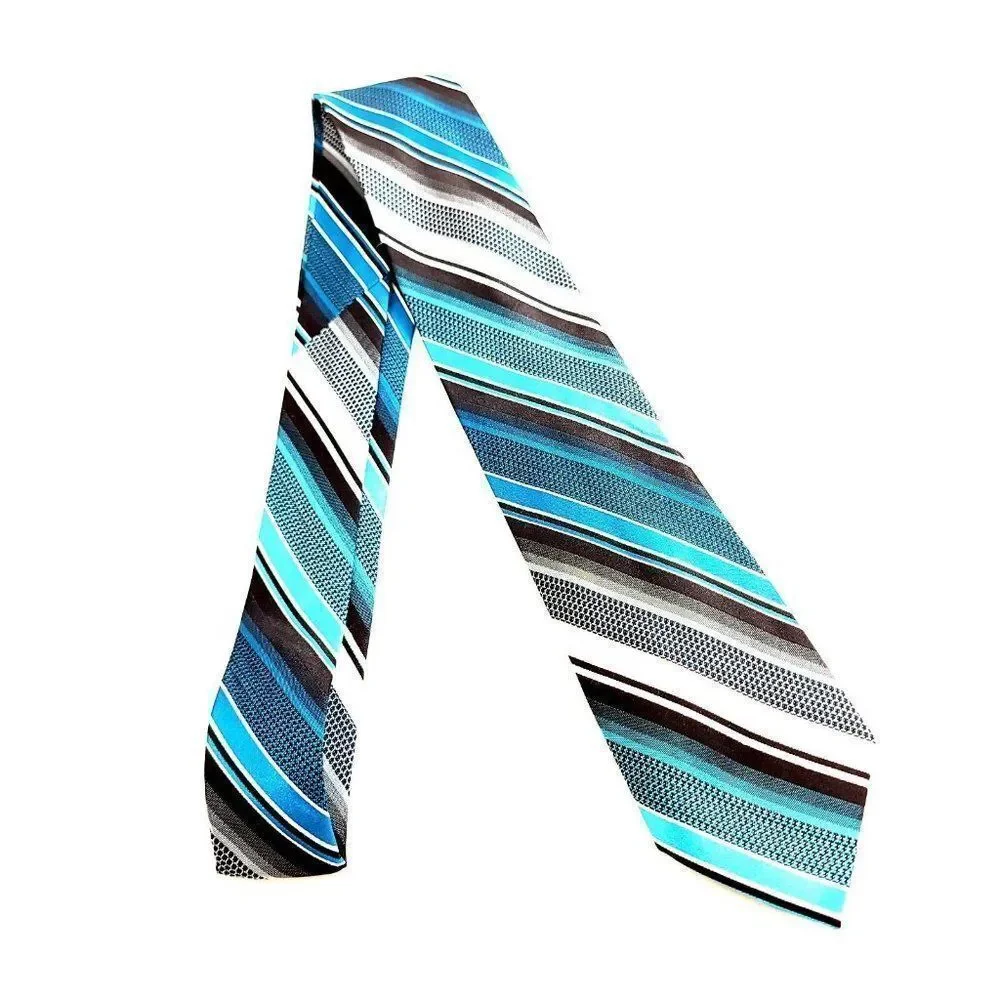 Arrow Woven‎ Teal White Gray Black Striped Silk Tie